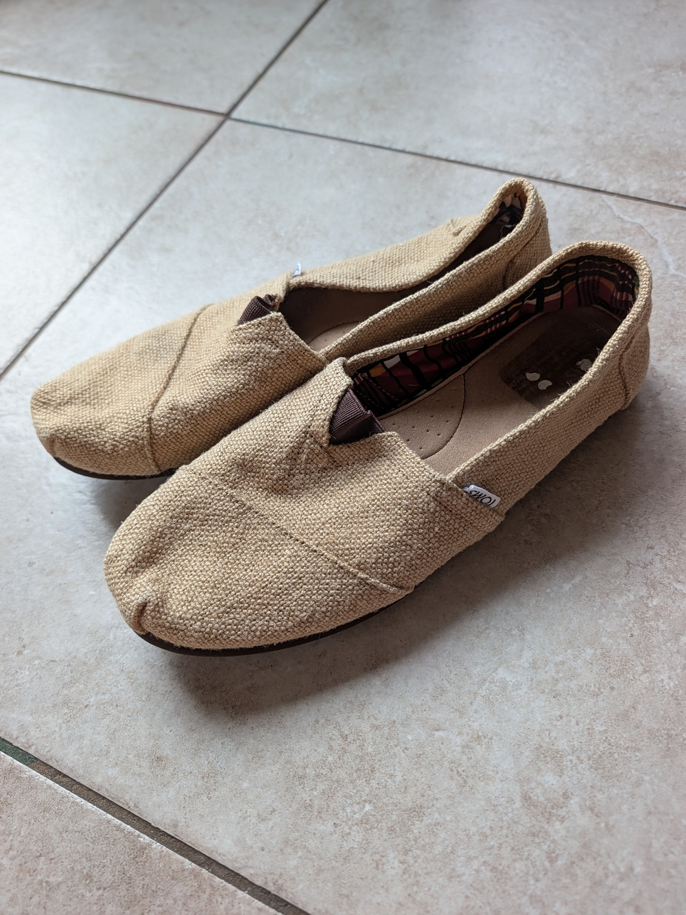 TOMS Classic Burlap Alpargata Slip-On Shoes Men’s 11.5 Tan